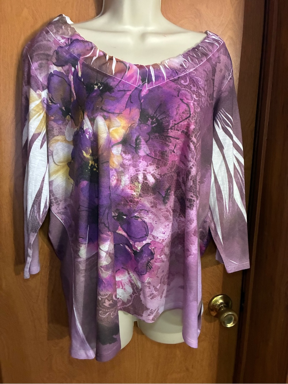 Coldwater Creek Purple Floral Scoop-Neck Tunic